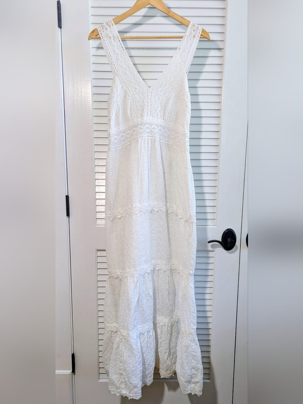 Bigg Bull NWT White Eyelet Lace Tiered Maxi Dress Free Size Boho